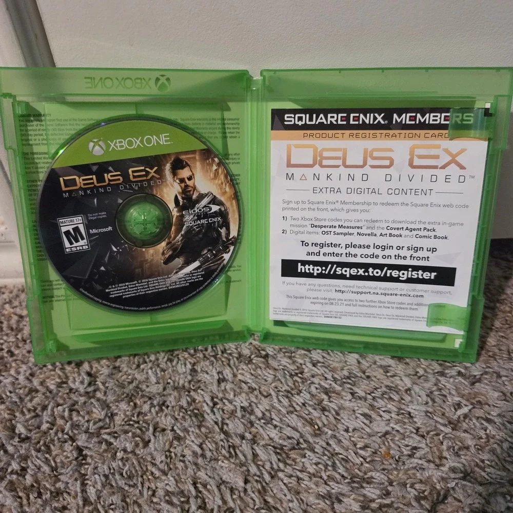 Deus Ex Mankind Divided Day One Edition Xbox One Microsoft 2016 Physical Disc